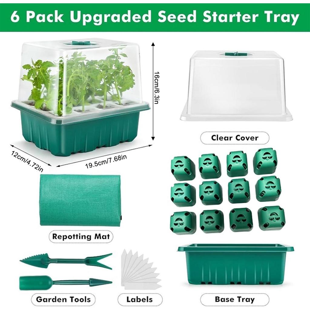 Подносы для рассады, подносы для проращивания растений с куполами и основаниями с вентиляцией для влажности, садовые принадлежности для выращивания в помещении