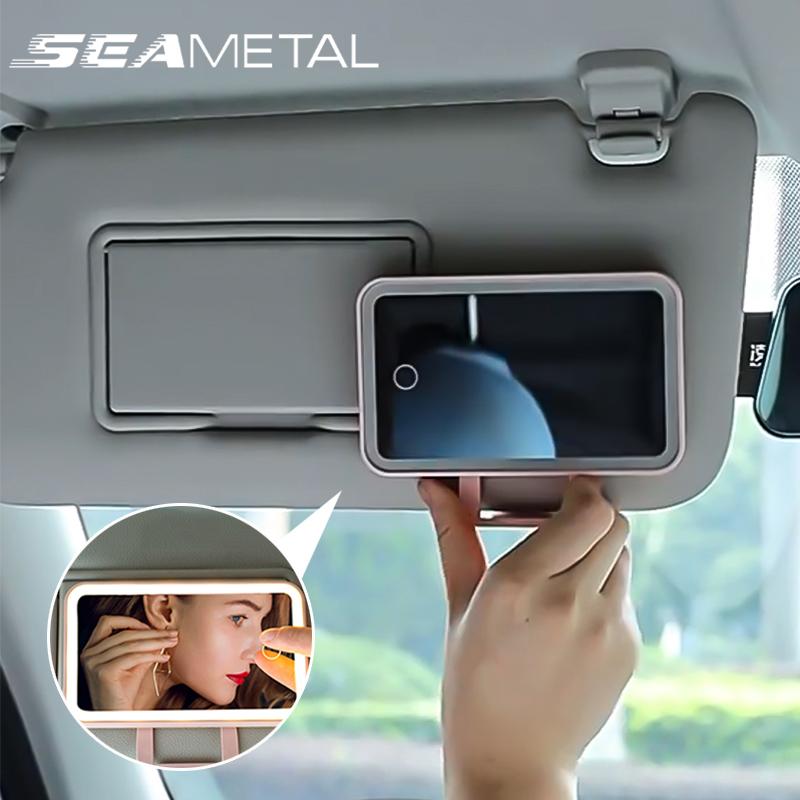 SEAMETAL Зеркало заднего вида автомобиля Портативное зеркало для макияжа автомобиля Солнцезащитный козырек HD Зеркала Автоаксессуары Универсальный