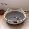 All Season Cat Bed Woven Basket Cotton Rope Handwoven with Ears Soft Sleeping Nest Toy Ball Breathable Pet for Indoor Medium Large Cats Seasons