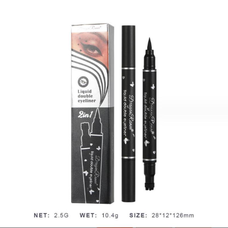 Двуглавая черная жидкая подводка для глаз с 2 головками, карандаш с треугольным уплотнением, подводка для глаз 2 в 1, водостойкая подводка для глаз, 5 типов, ручка для макияжа глаз
