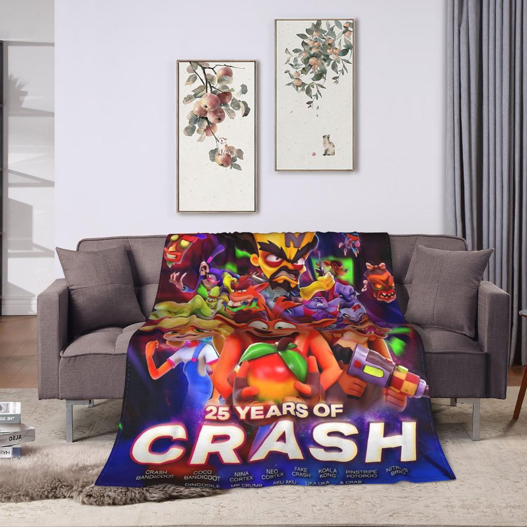 Плед Crash Bandicoot Супер Мягкий Удобный Плюшевый Постельное Белье Пледы Для Спальни Декоративный Фланелевый Покрывало Покрывало На Кровать