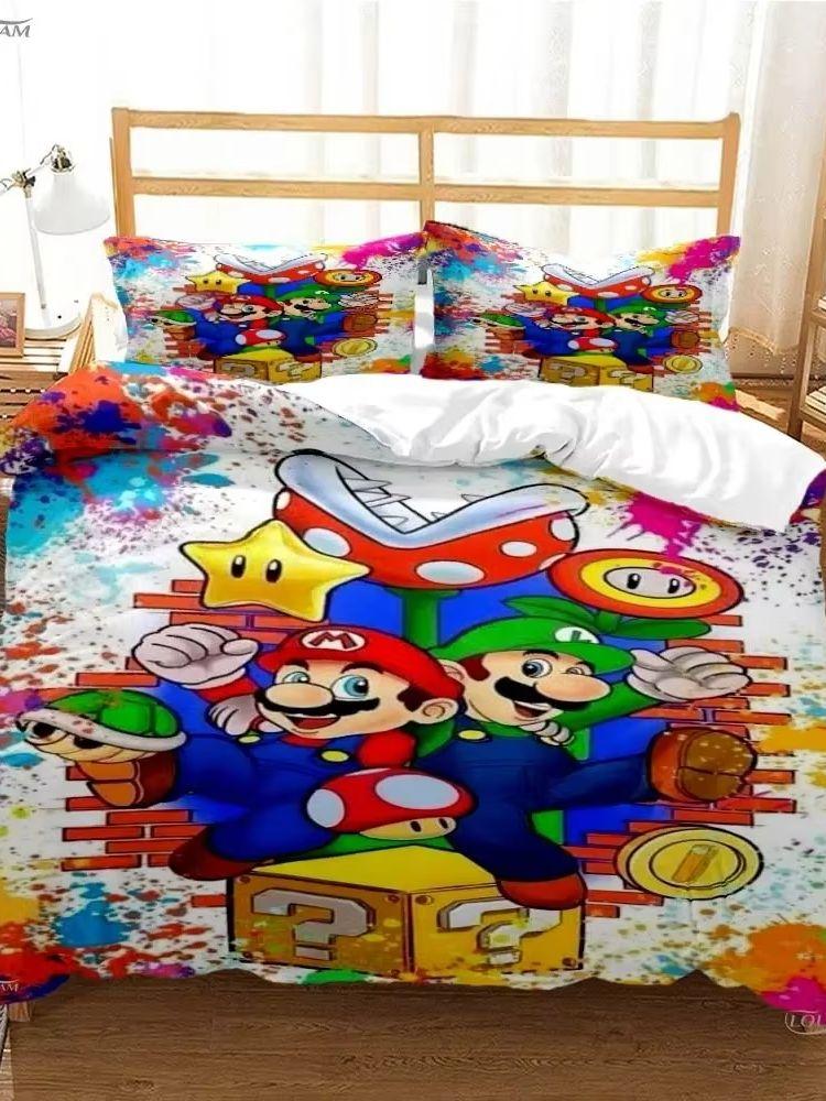 Комплект постельного белья с принтом Super Mario Уютный и теплый комплект для декора спальни и улучшения домашней жизни Подарки для подростков