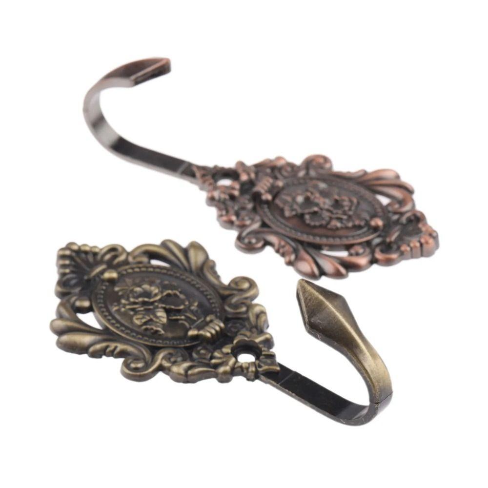 2Pcs Zinc Alloy Wall Hook European Classic Drapery Curtain Tieback Hooks Trendy Cloth-hat Hook