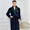 Autumn Winter Nightdress Men Casual Coral Fleece Sleepwear Warm Home Wear Flannel Belt Pyjamas Kimono Bathrobe Gown