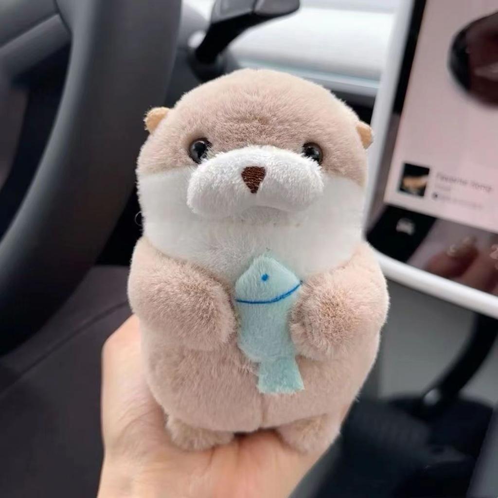 10cm Otter Plush Toys Soft Sea Otter Stuffed Animals Plushies Cute Hanging Pendant Props for School Bag Key Wallet Gifts