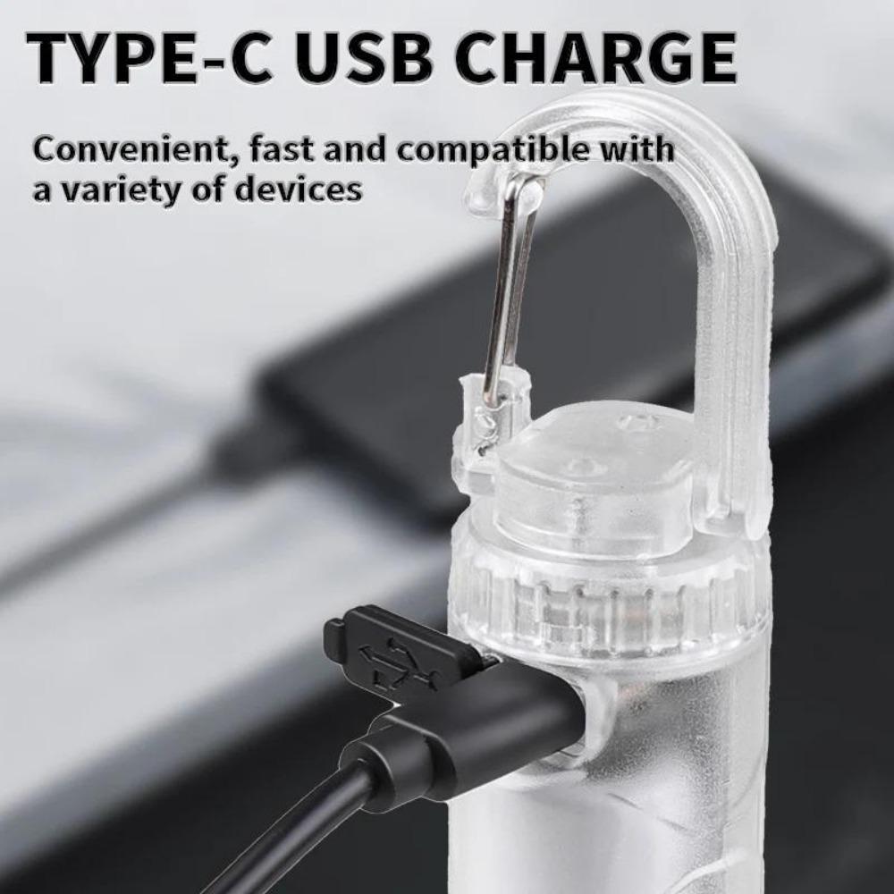 Portable Super Bright Zoom LED Keychain Flashlight Built-in 18650 Battery Type-C Rechargeable Torch Outdoor Camping Lamp