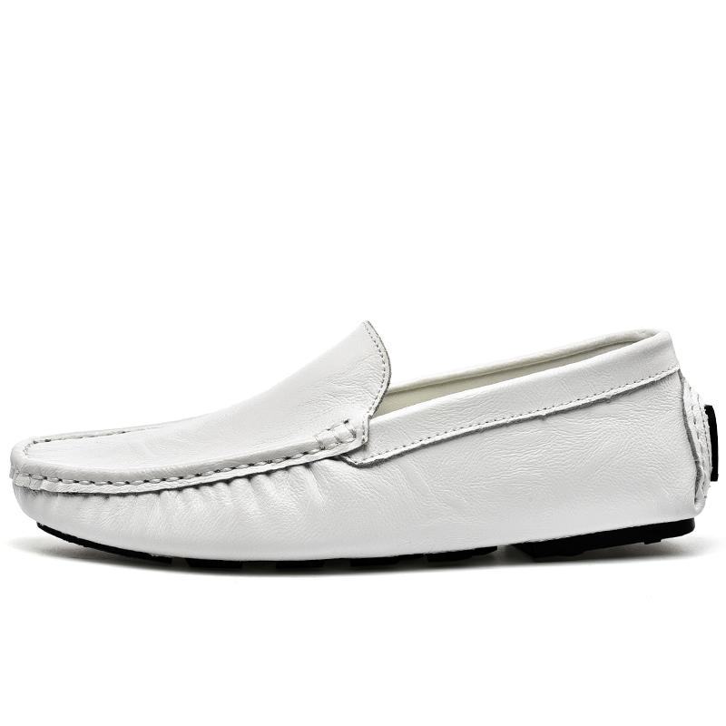 Кожаные мужские повседневные туфли удобные мужские мокасины дышащие черные туфли для вождения без застежек большие размеры 37-47 мокасины итальянские