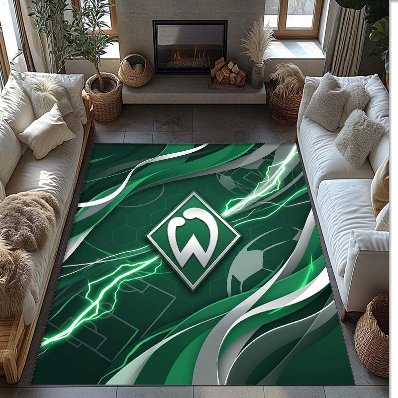 Werder Bremen Football Print Crystal Velvet Rug, Comfortable Water Absorbent Non Slip Indoor Floor Carpet