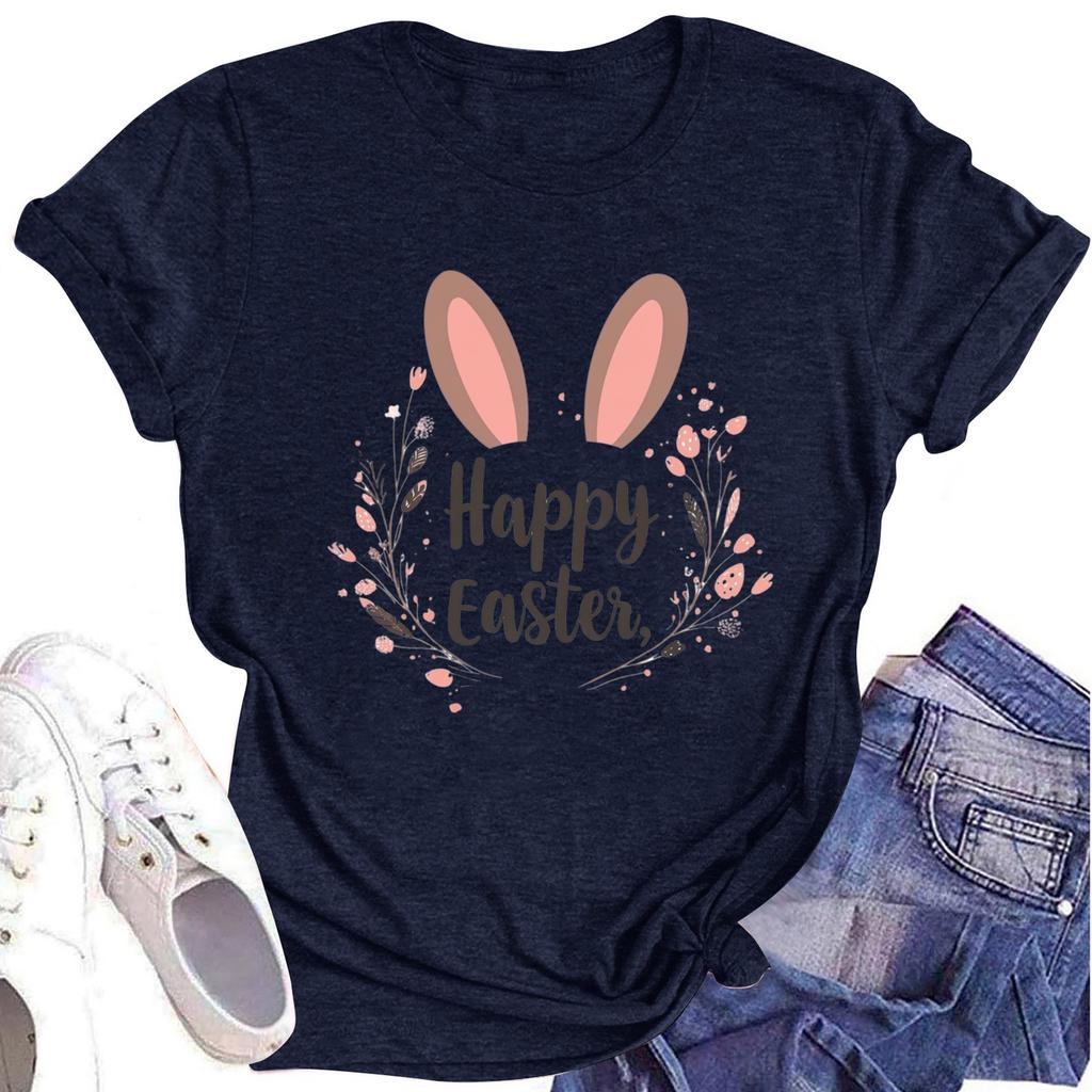 Women's Printed Round Neck Short-sleeved T-shirt Top