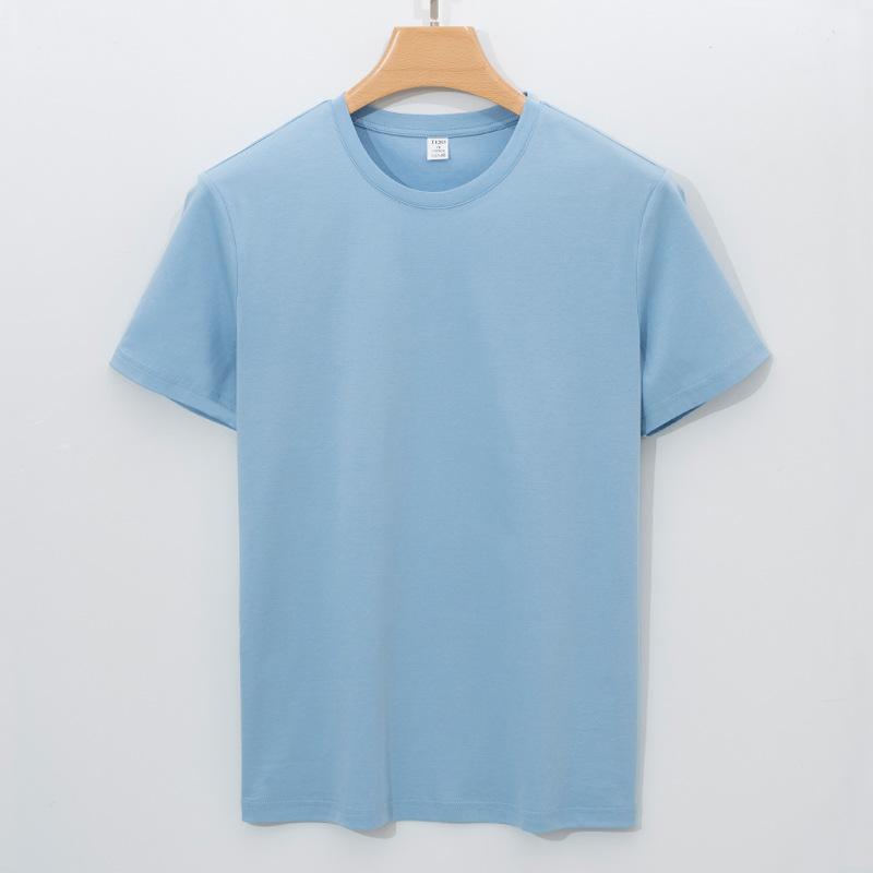 Mercerized Cotton T-shirt Men's Short-sleeved Round Neck Solid Color Pure Cotton Velvet Cotton Men's T-shirt