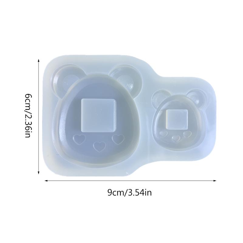 Glossy Geometry Cute Bear Ornament Silicone Epoxy Resin Mold Keychain Pendant Jewelry for Bag Decorations Craft