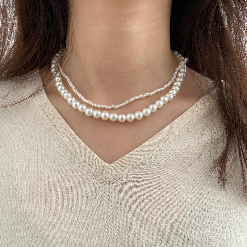 YWZIXLN Trend Elegant Jewelry Wedding Big Pearl Necklace For Women White Imitation Pearl Choker Necklace N0179
