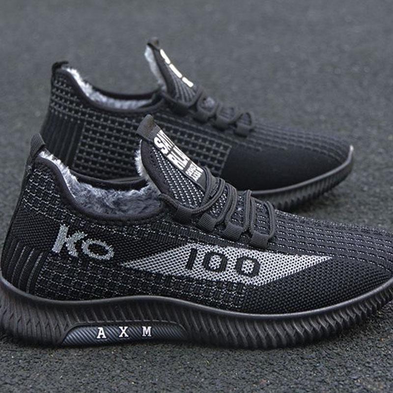 Хлопковая обувь, мужская утолщенная плюшевая теплая мужская нескользящая мягкая подошва, легкая осенне-зимняя спортивная повседневная обувь, зимняя обувь