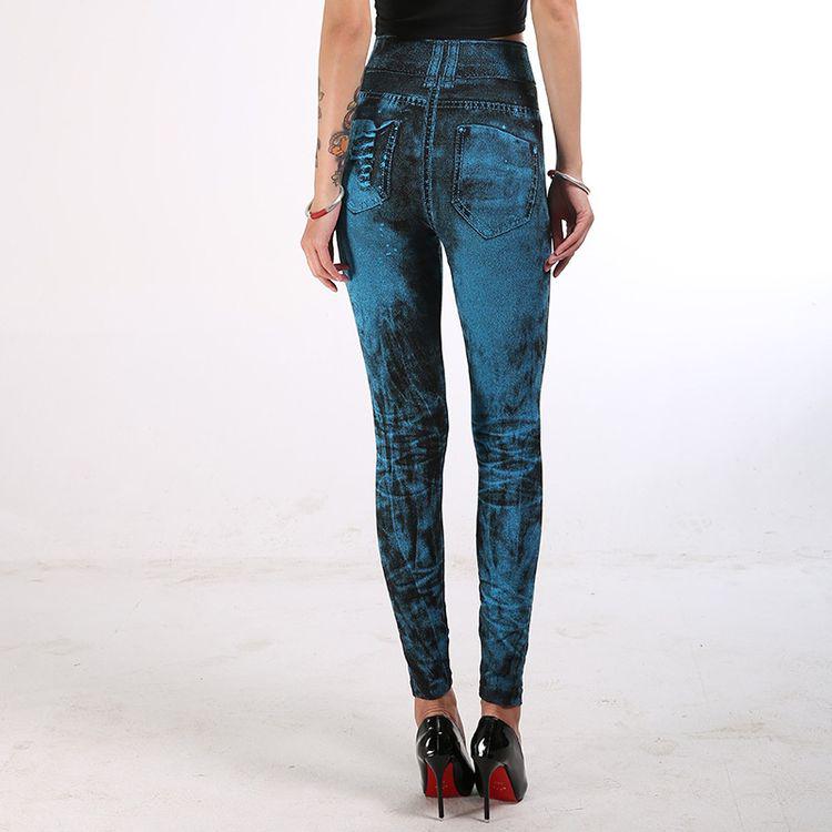 Женские леггинсы с высокой талией, имитирующие джинсы. Расцветки в ассортименте