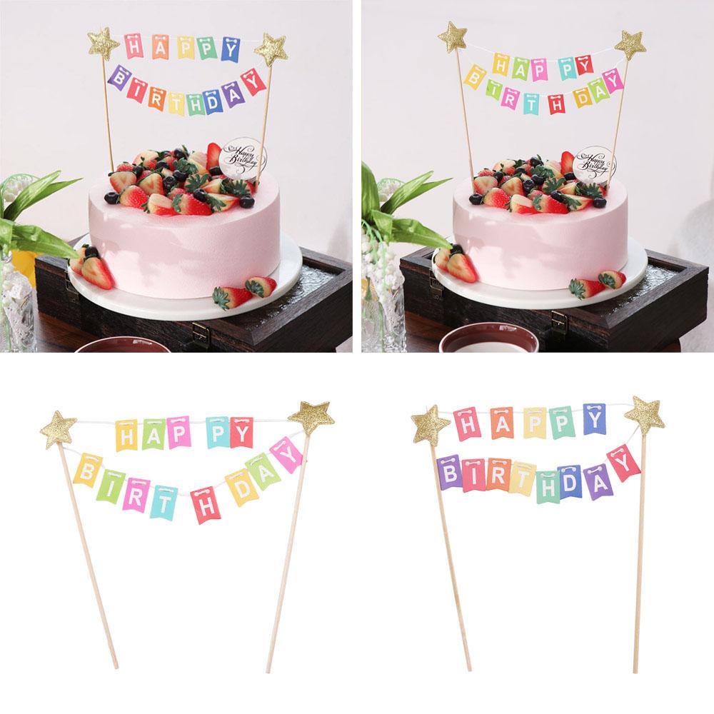 Handmade Cake Topper Cute Happy Birthday Cake Decor Pennant Cake Banner  Baby Shower Decor