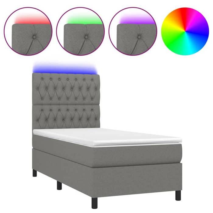Maison Exclusive - Sommier à lattes de lit avec matelas et LED Gris foncé 80x200cm