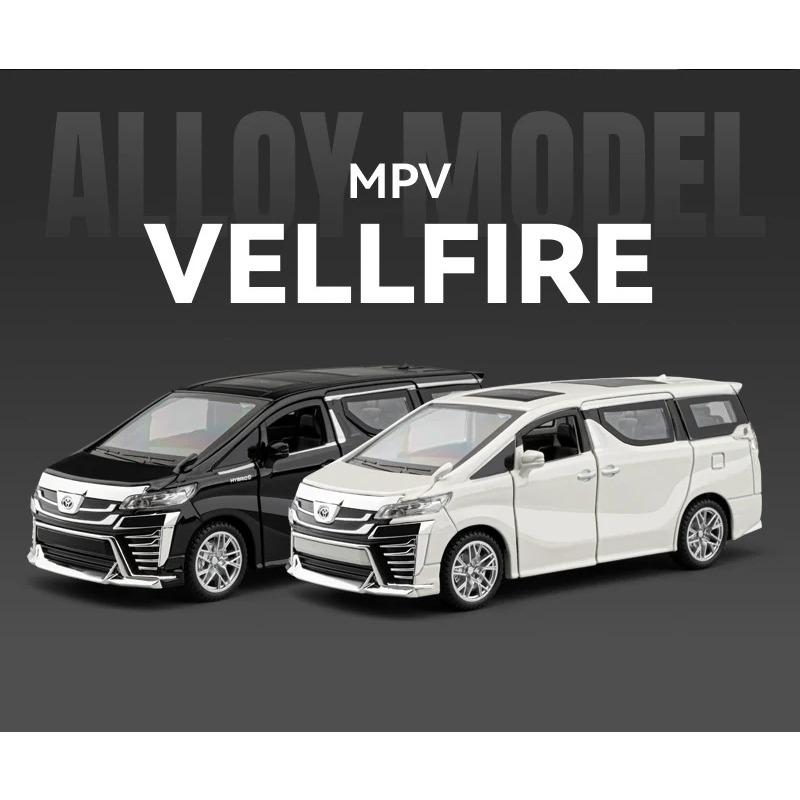 1/32 Toyota Vellfire MPV Модель автомобиля из сплава Звук и свет Инерционный механизм Детская игрушка Коллекционные предметы Подарок на день рождения