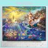 Mermaid Art Oil Painting Print On Canvas Modern Home Decor The Little Mermaid Framed Without