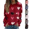 Женская повседневная модная блузка с длинным рукавом и круглым вырезом с принтом ко Дню святого Валентина