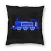 Blue Locomotive Kids Picture Show Square Pillowcase Polyester Linen Velvet Printed Zip Decorative Home Cushion Cover