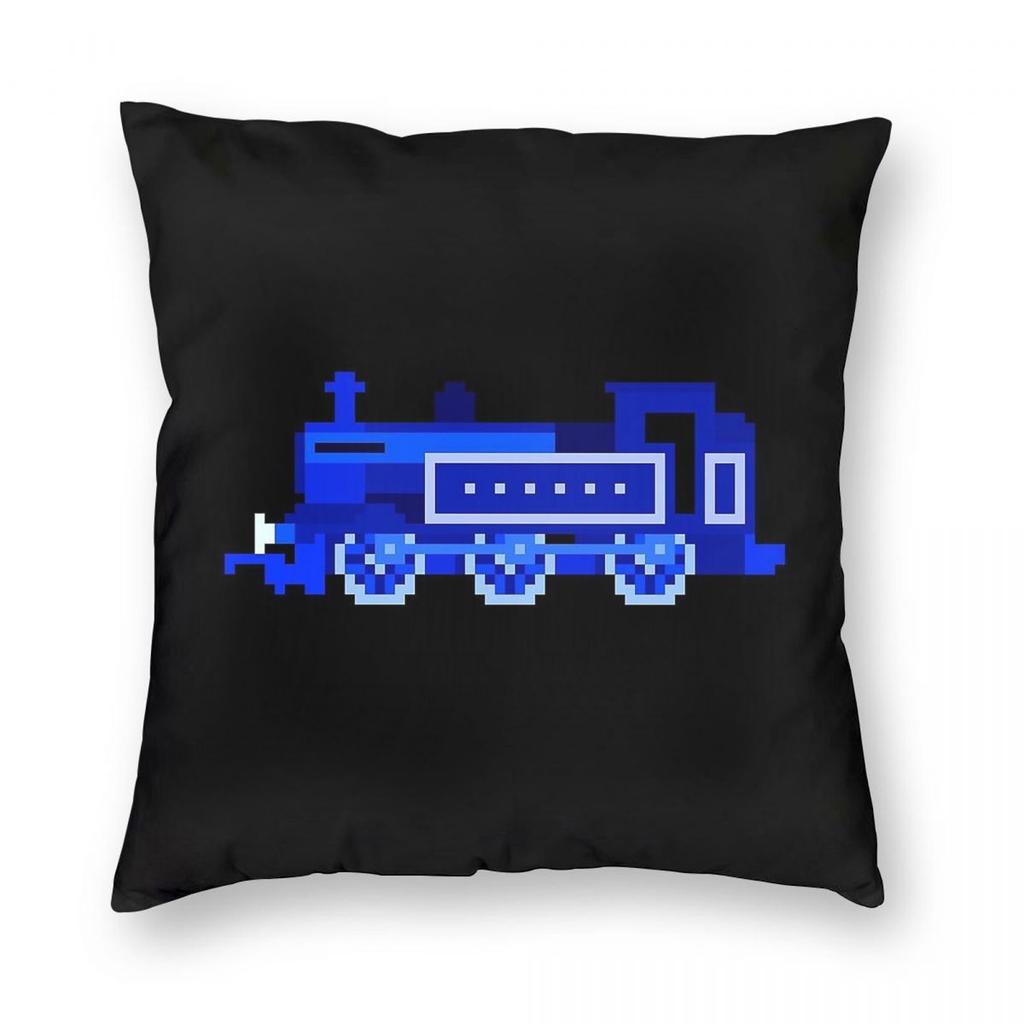 Blue Locomotive Kids Picture Show Square Pillowcase Polyester Linen Velvet Printed Zip Decorative Home Cushion Cover