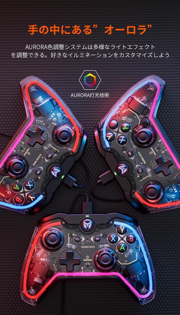 Проводной контроллер BIGBIG WON для ПК с задним переключателем, проводной макрос, оснащенный гироскопом TURBO HD, совместимый с органической японской инструкцией