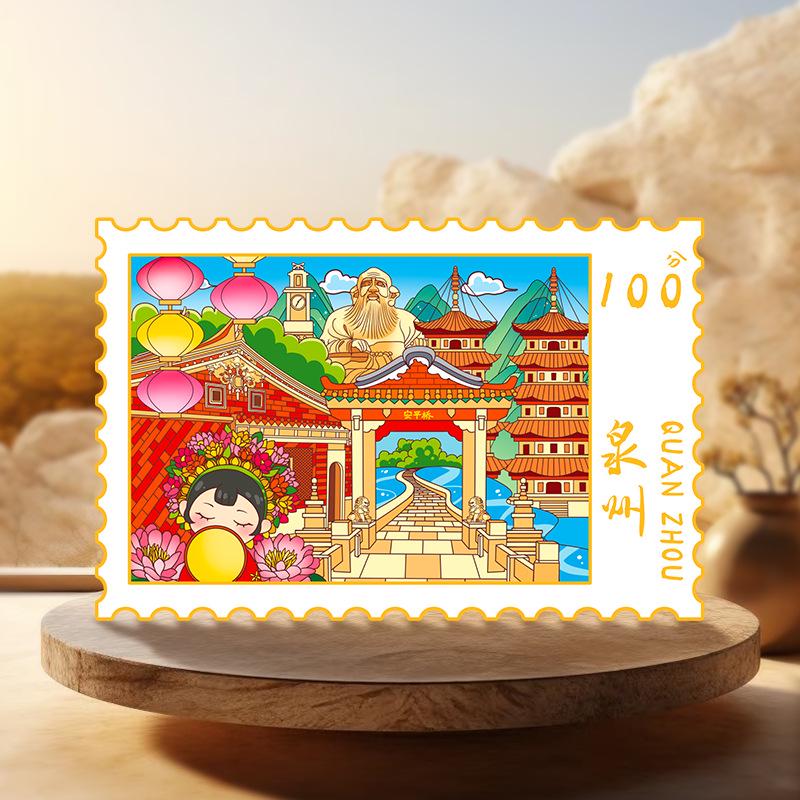 Fujian Scenic Spot Wooden Magnets - Cultural & Creative Gifts for Tourism