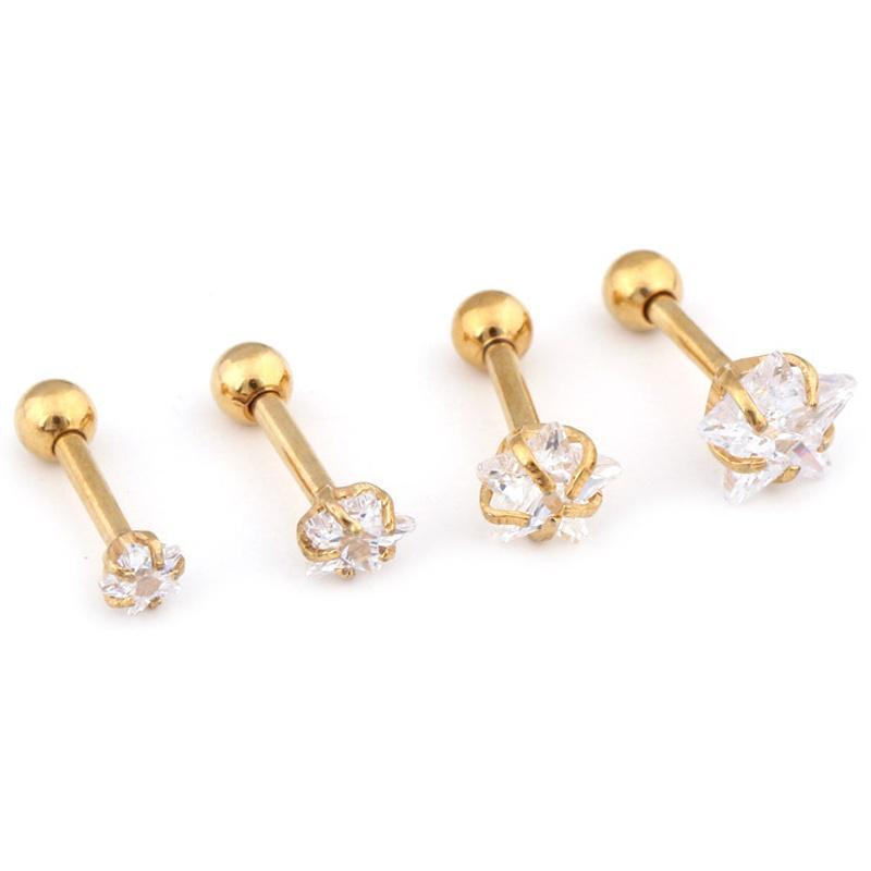 1 пара сережек-гвоздиков для пирсинга хряща и козелка в форме звезды ADM