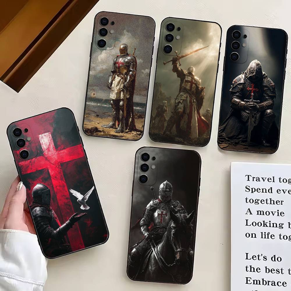 K-Knights T-Templar Phone Case Black Silicone Soft For Samsung S25,S24,S21,S22,S23,S30,Ultra,S20,Plus,Fe,Lite