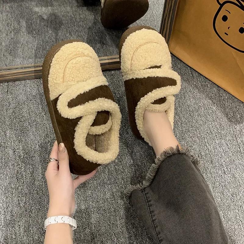 Fashion Kawaii Ladies Snow Boots Cute Ankle Round Toe Booties Brown Female Shoes Elegant with Low Heels Goth Spring 2024 Large Size Warm