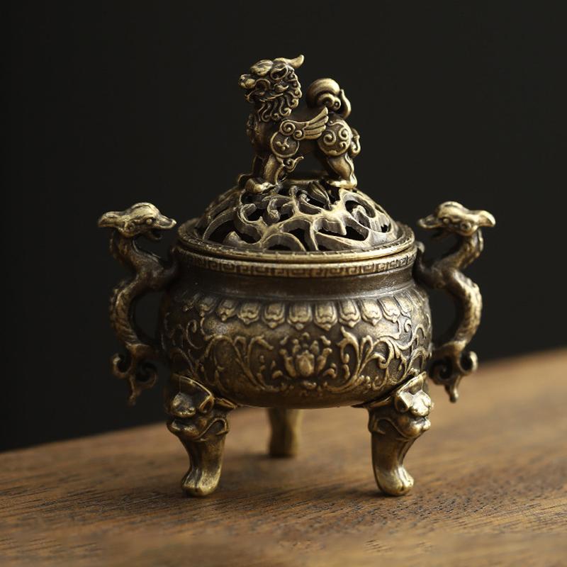 Винтажная подставка для благовоний из сплава, трехногая, полая, миниатюрная, из сандалового дерева, для украшения дома.
