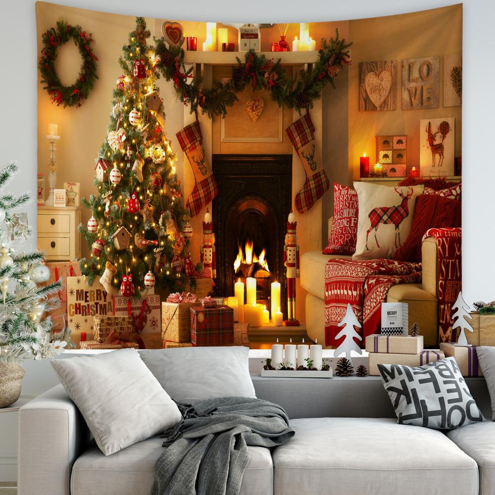 Рождественская настенная ткань, большая фоновая ткань, картина, европейский и американский гобелен с рождественской елкой