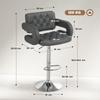 Adjustable Bar Stool. Extra Large Swivel PU Leather Seat. Gray