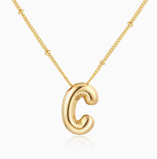 LT-12056 Stainless Steel 18K Gold Balloon Letter Necklace Silver Bubbles 26 English Alphabet Pendants Jewelry