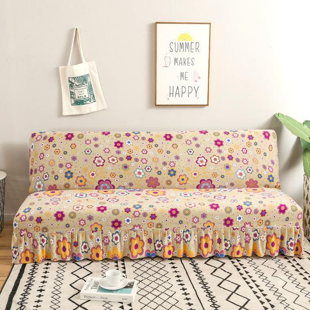 Чехол для дивана Modern Floral Series с юбкой по краю для складного дивана без подлокотника, всеобъемлющий эластичный защитный чехол