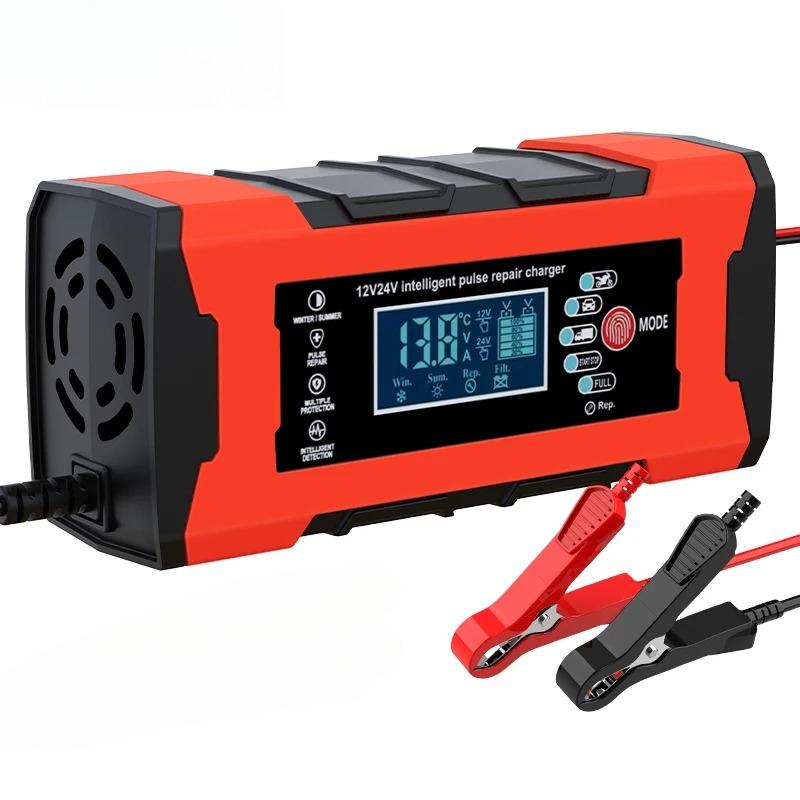 Зарядное устройство для аккумуляторов 24 В 5 А 12 В 10 А, умная быстрая зарядка для автомобильных аккумуляторов, 7-ступенчатый импульсный заряд, ремонт для AGM GEL WET свинцово-кислотных аккумуляторов