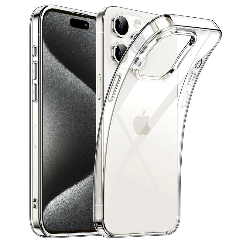 Transparent black silicone soft TPU case for For Iphone 16 15 Pro Max carcasa ultra thin case for For Iphone 14 13 12 mini 11 pro Max