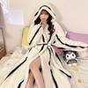 Winter Long-sleeved Hooded Thickened Warm Flannel Kimono Robe Women's Sexy Leopard Print Bathrobe Pajamas Nightgown Nightgown