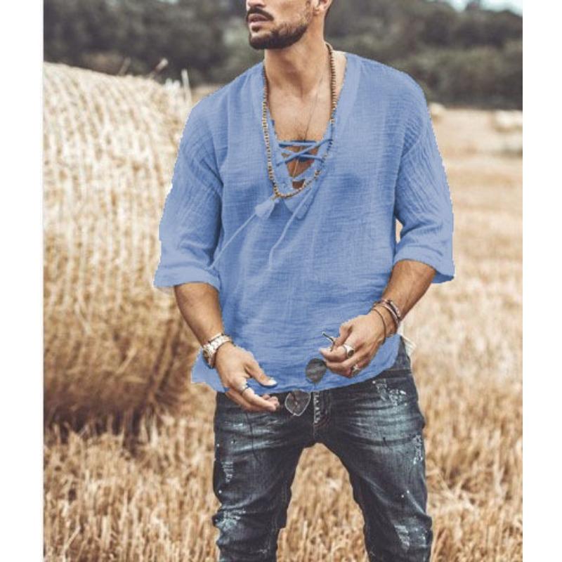 Футболка New Wish для мужчин с завязками на груди и рукавами средней длины