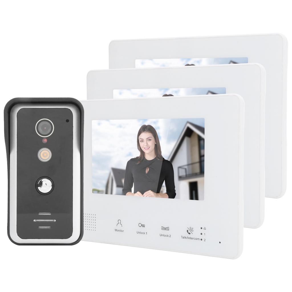 2?Комплект проводного видеодомофона с 7-дюймовым TFT LCD-дисплеем и 3 мониторами. Четкое ночное видение. Домашний домофон 100?240В