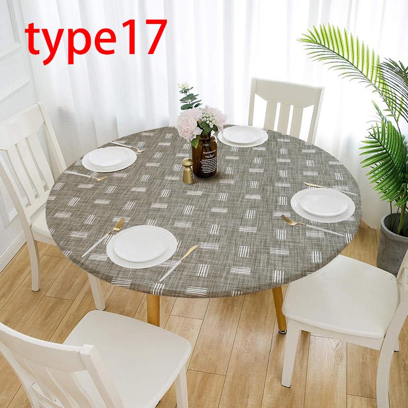 Classic Round Pattern Home Kitchen Elastic Tablecloth Waterproof Nonslip Table Cloth Cover