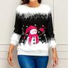 Women's Blouse Round Neck Christmas Print Loose Long Sleeve Top