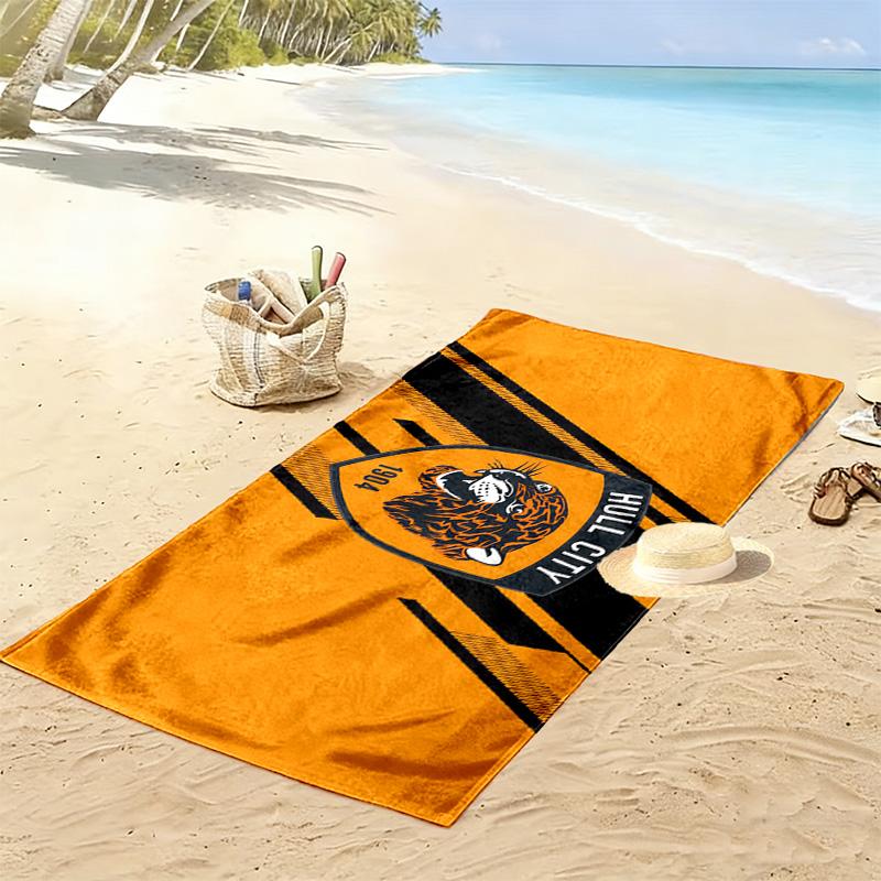 Полотенце для пляжа с принтом Hull City A.F.C, Большое Мягкое Быстросохнущее Полотенце для Пляжа Кемпинга Плавания