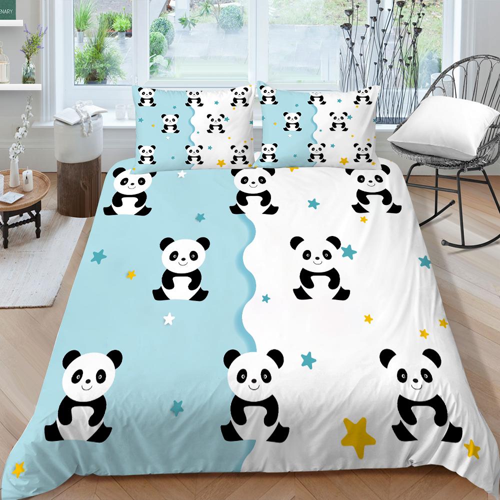 Новые модные комплекты пододеяльников с пандой, королевский размер, постельное белье, домашние покрывала с наволочкой, мягкие комплекты постельного белья с героями мультфильмов