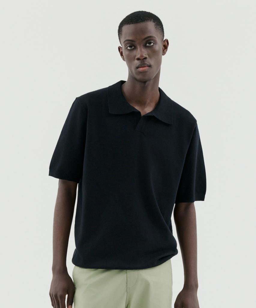 TRADCLUB [2Pack] Soft Open Collar Short Sleeve Knit (4 Colors) (Type A)
