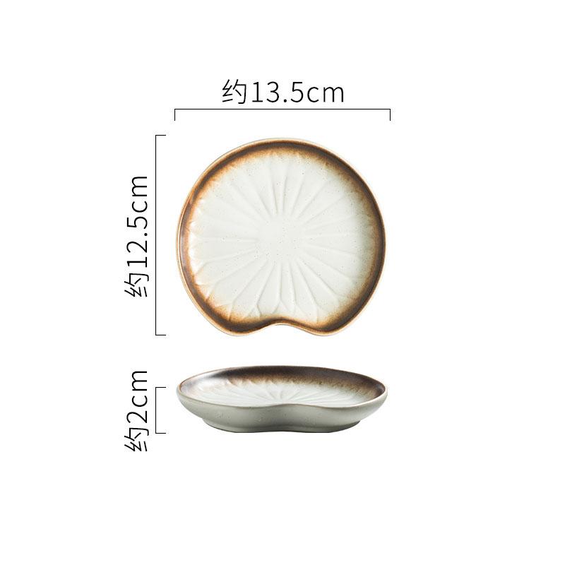 Ретро керамическая тарелка для приправ Тарелка в виде листа лотоса Тарелка для закусок для суши Блюда для закусок Посуда для соевого соуса Посуда для молекулярной кухни