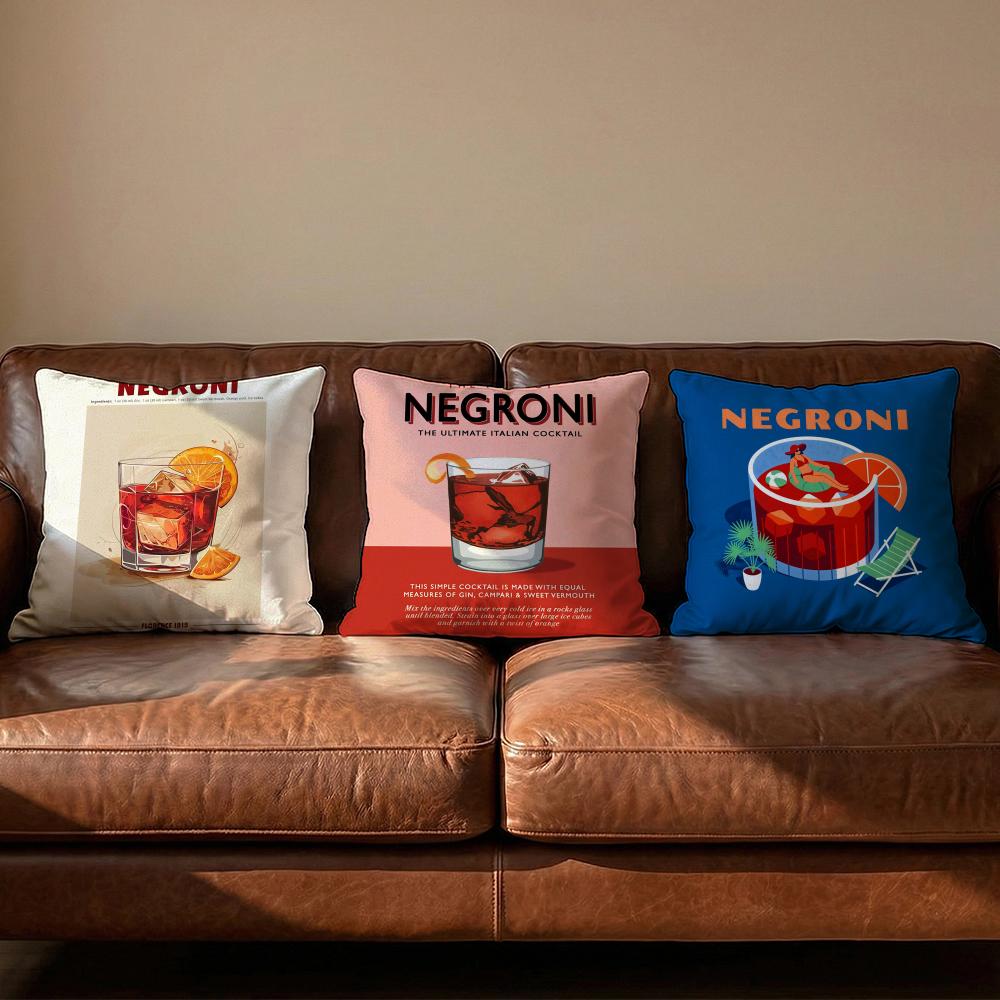 Negroni Cocktail Cushion Cover Soft Reversible Durable Pillow Cover MultiScene Use for Home Car Daily Comfort