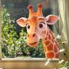 Cartoon Giraffe Window Clings Animal Glass Static PVC Decals Sticker Reusable Funny Waterproof for Living Room