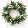 50 см Рождественское украшение Белый деревенский стиль Южноамериканская имитация сосновой хвои Белый можжевельник лиственный венок