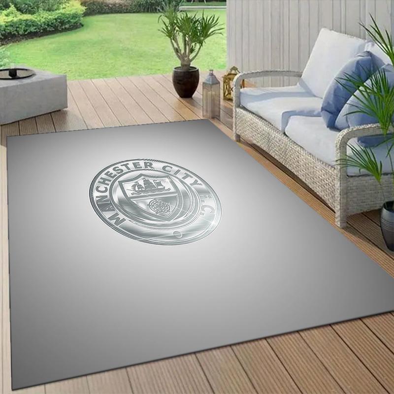 Man City2 Flannel Pattern Square Carpet,Area Rug,Carpet Rug for Living Room Bedroom Sofa Playroom Decor,Non-slip Floor Mat